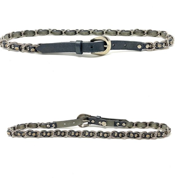 Leatherock USA LR Gray Rhinestone Leather Chain Weave Belt sz 33